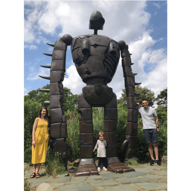 People with statue